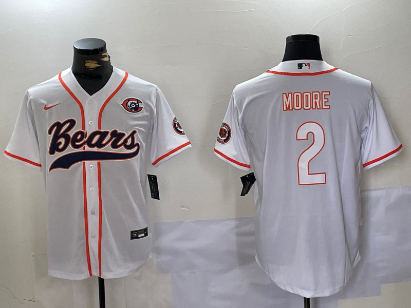 Men's Chicago Bears D.J. Moore #2 White Jersey